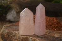 Polished Gemmy Rose Quartz Points x 6 From Antsirabe, Madagascar - Toprock Gemstones and Minerals