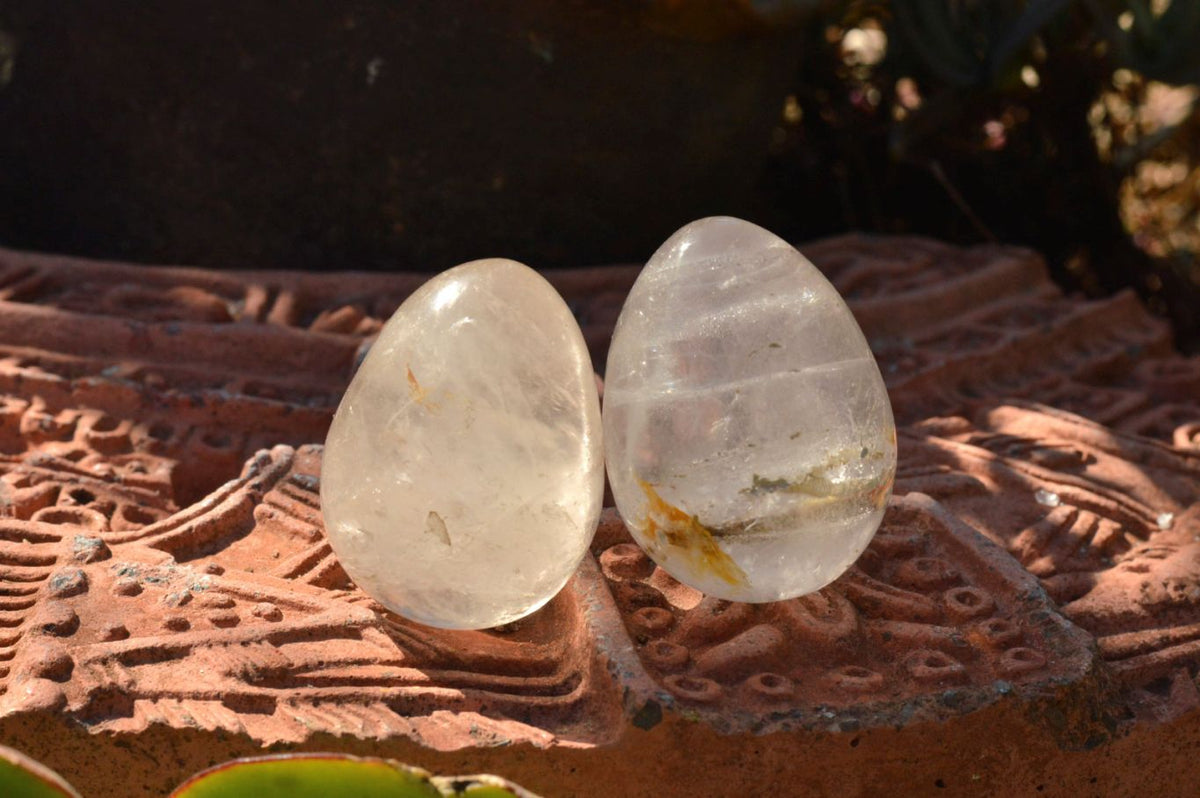 Polished Selection Of Girasol Pearl & Clear Quartz Eggs x 20 From Madagascar - TopRock