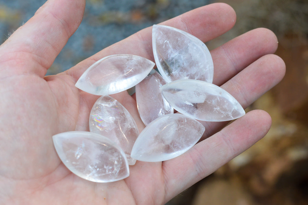 Polished Semi Optic Angel Tear Quartz Crystals x 35 From Madagascar - TopRock