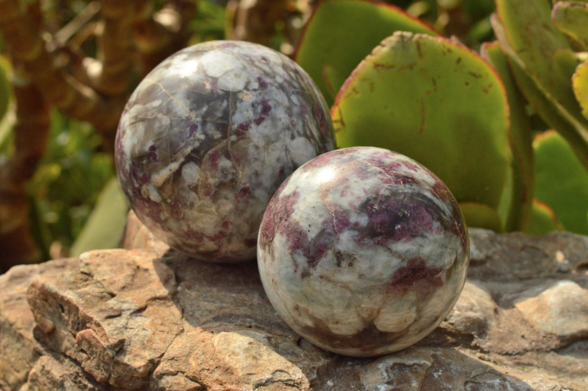 Polished Small & Medium Sized Pink Tourmaline Rubellite Spheres x 4 From Madagascar - TopRock