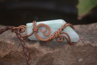 Polished Copper Wire Wrapped Blue Smithsonite Jewellery Pendants x 6 From Congo - Toprock Gemstones and Minerals