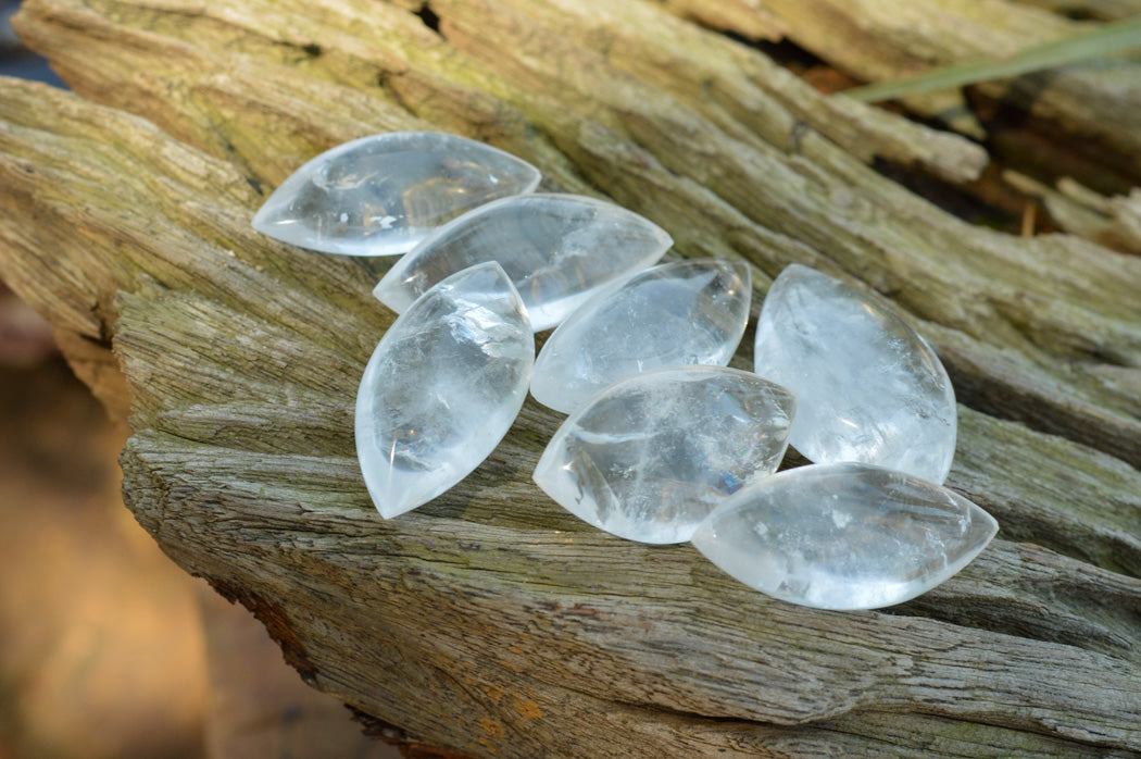 Polished Semi Optic Angel Tear Quartz Crystals x 35 From Madagascar - TopRock