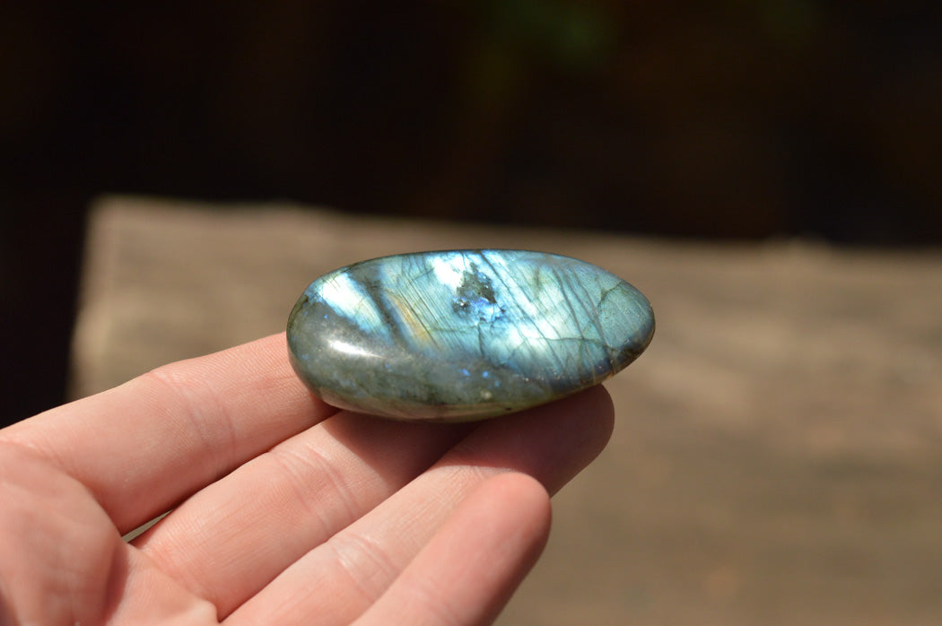 Polished Labradorite Palm Stones With Intense Blue & Gold Flash x 12 From Tulear, Madagascar - TopRock