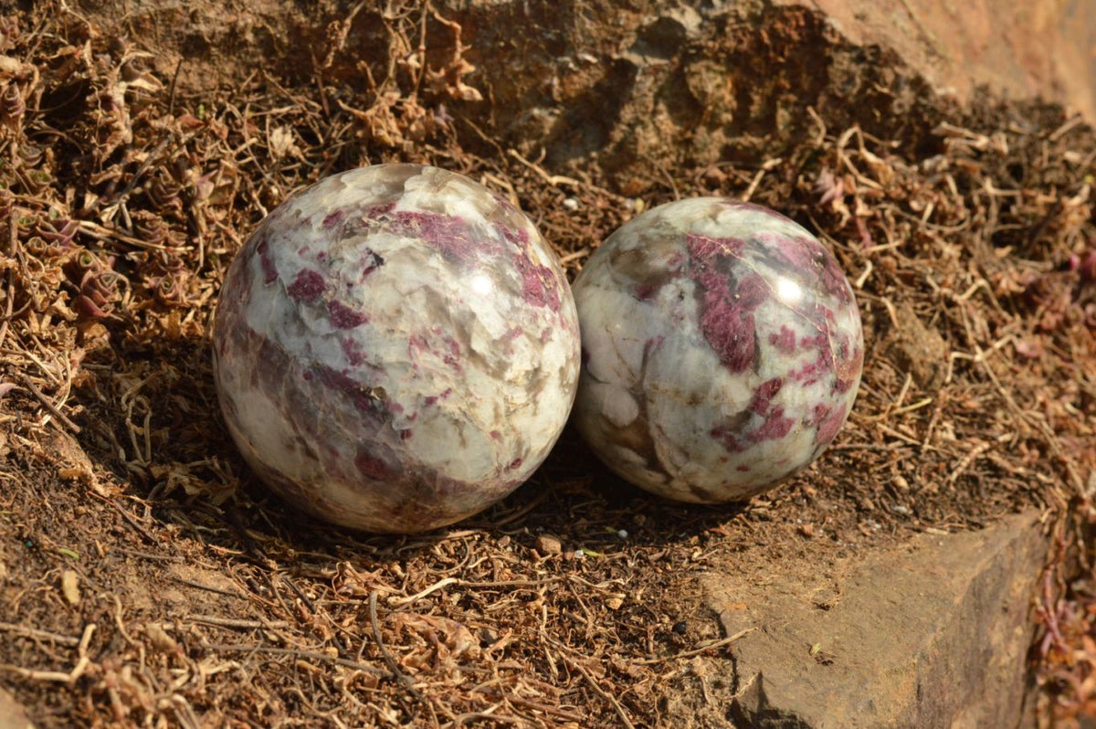 Polished Small & Medium Sized Pink Tourmaline Rubellite Spheres x 4 From Madagascar - TopRock