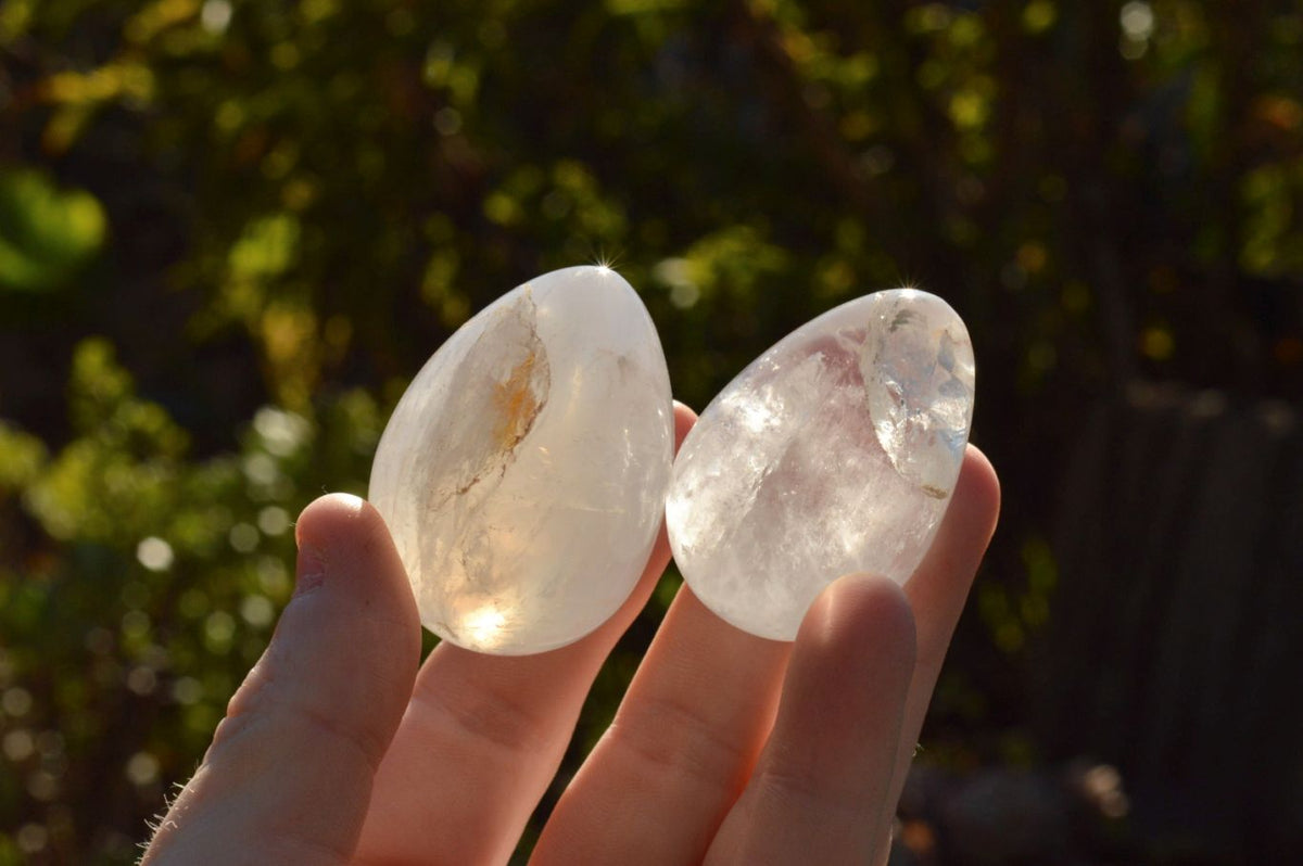 Polished Selection Of Girasol Pearl & Clear Quartz Eggs x 20 From Madagascar - TopRock