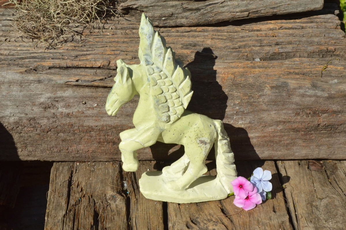 Polished Hand Carved Leopardstone Pegasus x 1 From Inyanga, Zimbabwe - TopRock