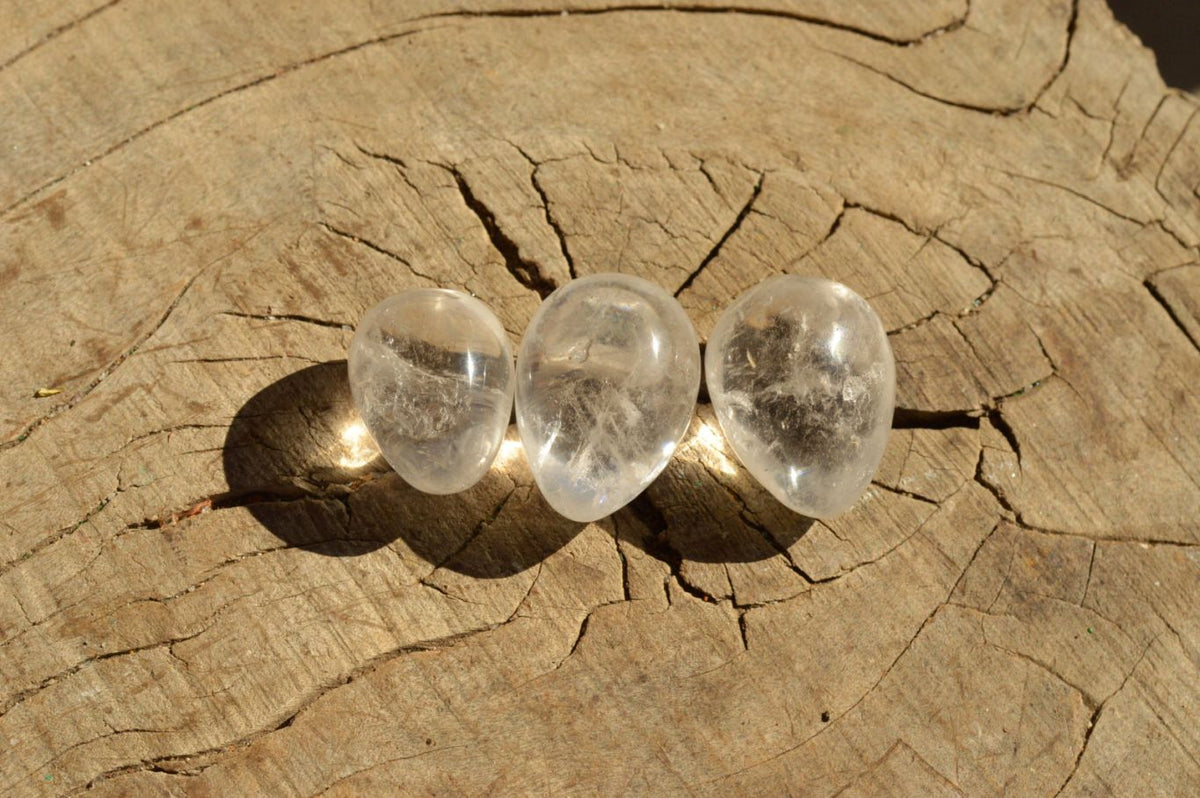 Polished Selection Of Girasol Pearl & Clear Quartz Eggs x 20 From Madagascar - TopRock