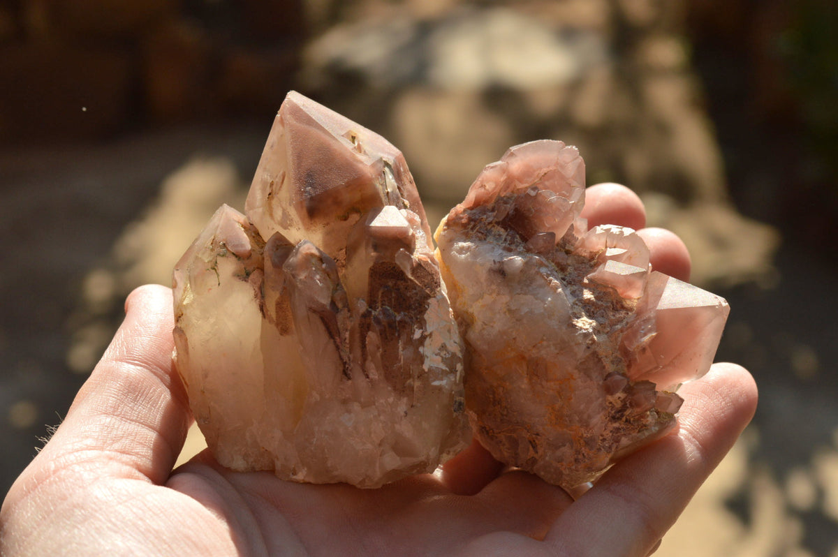 Natural Red Hematoid Phantom Quartz Crystals x 5 From Karoi, Zimbabwe - TopRock