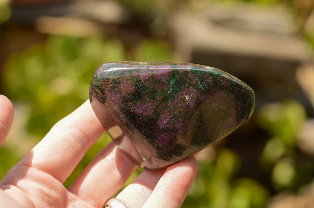 Polished Rare Fluorescent Green Verdite Ruby Corundum Free Forms x 5 From Zimbabwe - TopRock