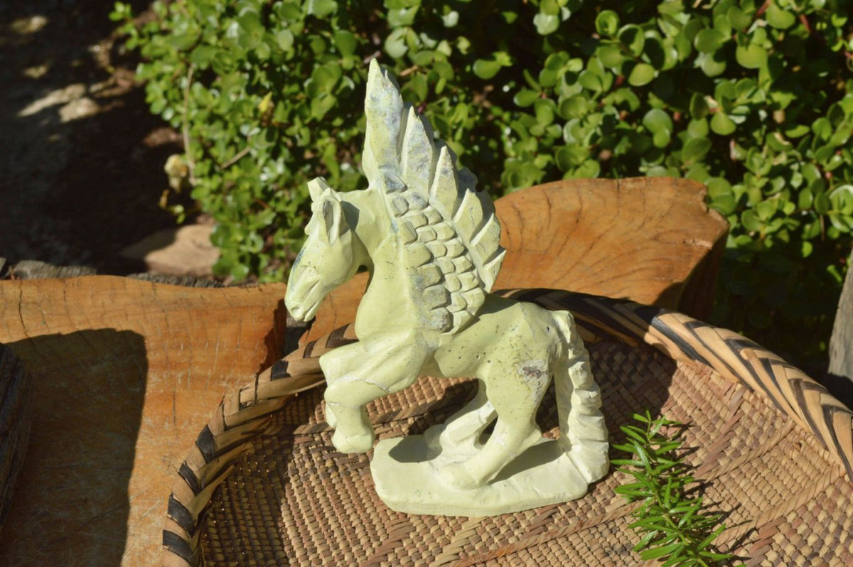 Polished Hand Carved Leopardstone Pegasus x 1 From Inyanga, Zimbabwe - TopRock