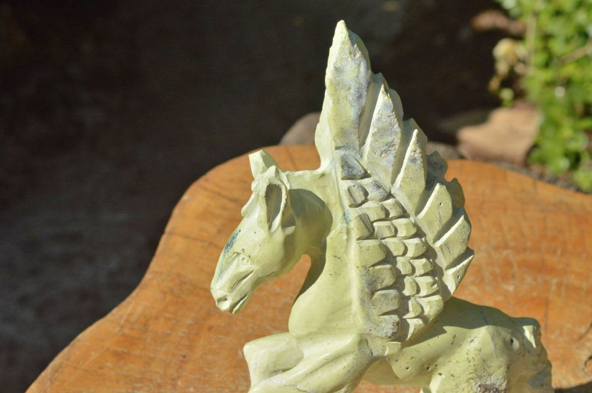 Polished Hand Carved Leopardstone Pegasus x 1 From Inyanga, Zimbabwe - TopRock
