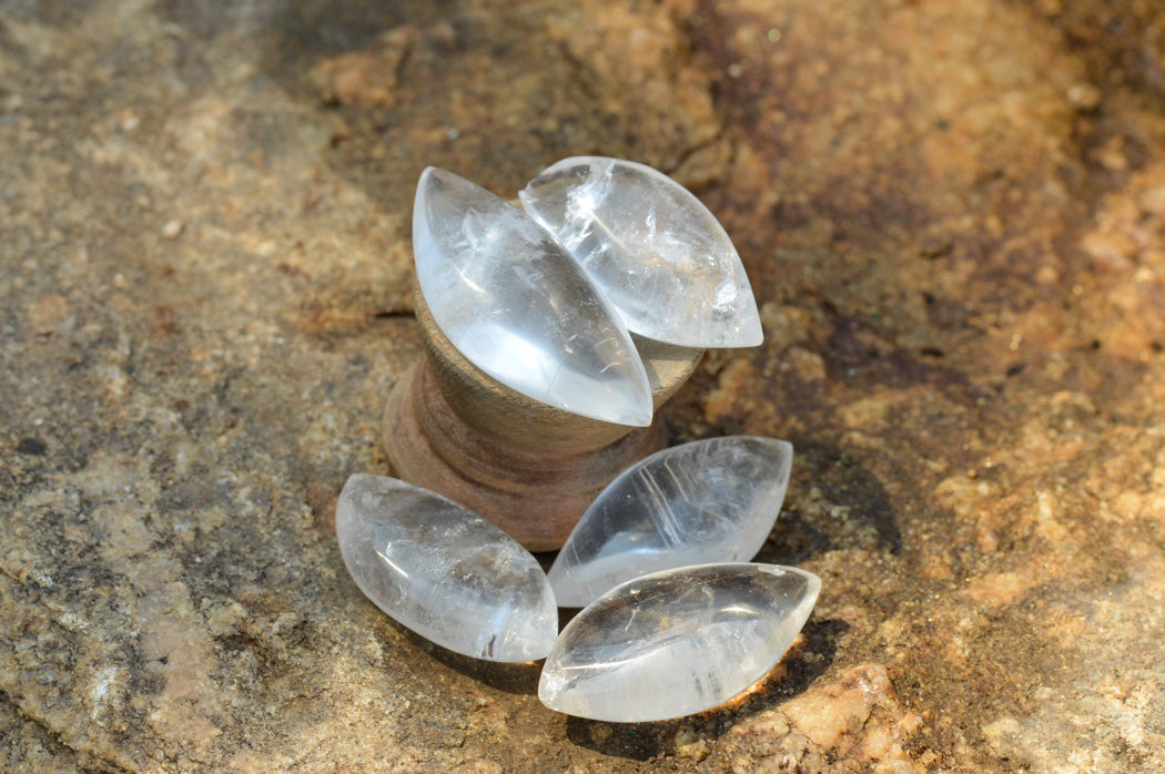 Polished Semi Optic Angel Tear Quartz Crystals x 35 From Madagascar - TopRock