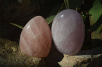 Polished Rose Quartz Standing Free Forms x 2 From Antsirabe, Madagascar - Toprock Gemstones and Minerals
