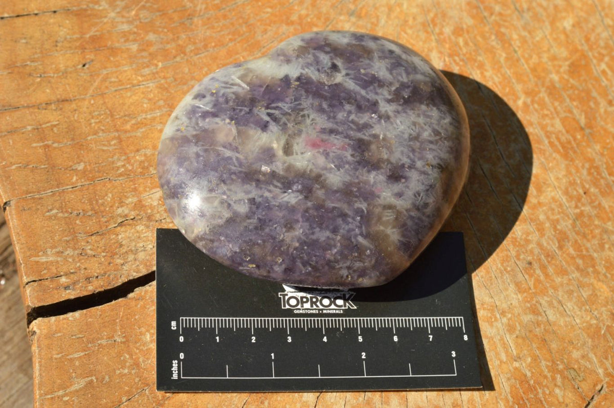 Polished Purple Lepidolite Mica Hearts x 6 From Madagascar - TopRock
