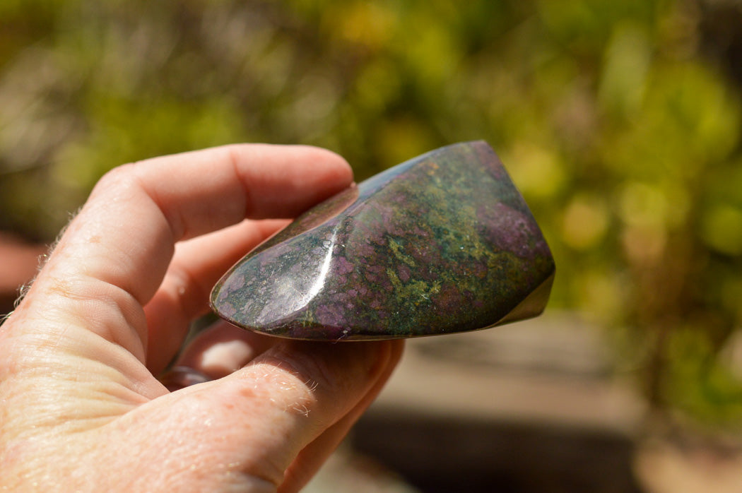Polished Rare Fluorescent Green Verdite Ruby Corundum Free Forms x 5 From Zimbabwe - TopRock