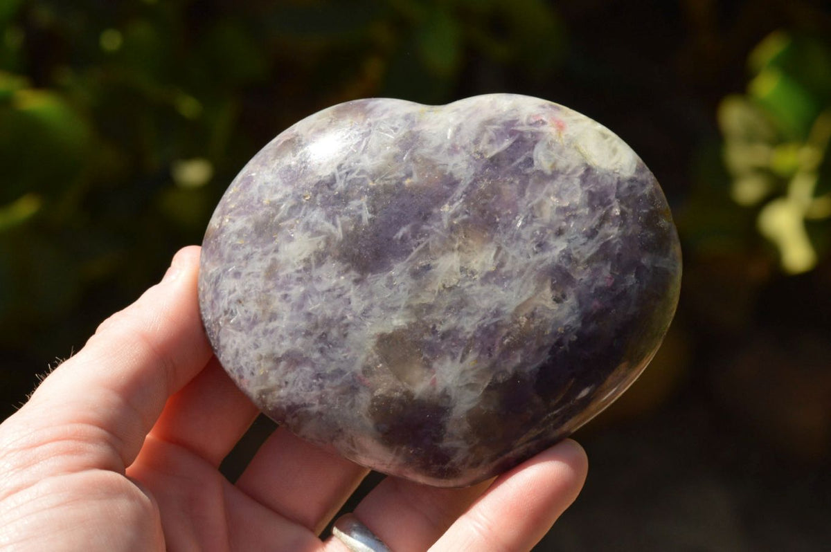 Polished Purple Lepidolite Mica Hearts x 6 From Madagascar - TopRock