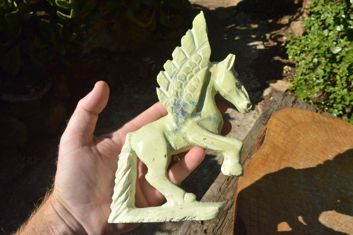 Polished Hand Carved Leopardstone Pegasus x 1 From Inyanga, Zimbabwe - TopRock