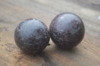 Polished Pyrope Red Garnet Matrix Spheres  x 6 From Madagascar - Toprock Gemstones and Minerals