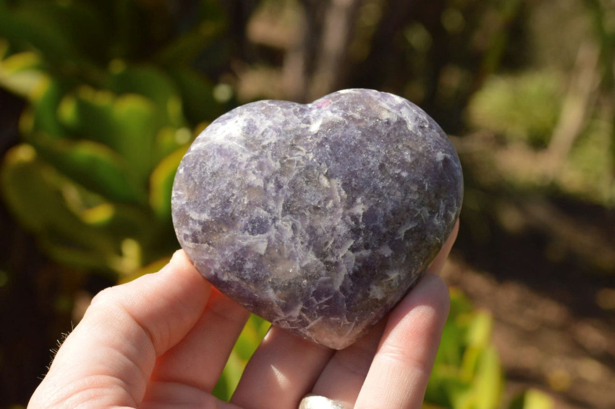 Polished Purple Lepidolite Mica Hearts x 6 From Madagascar - TopRock
