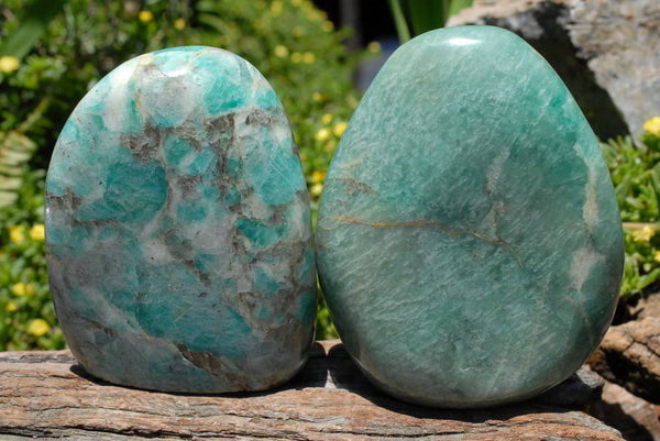 Polished Amazonite Standing Free Forms x 2 From Ambositra, Madagascar - TopRock