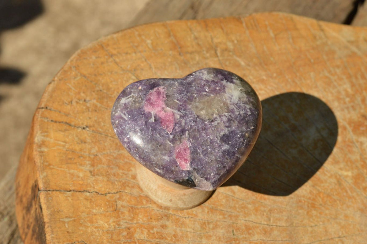 Polished Purple Lepidolite Mica Hearts x 6 From Madagascar - TopRock