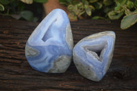 Polished Blue Lace Agate Standing Free Forms  x 2 From Nsanje, Malawi - Toprock Gemstones and Minerals