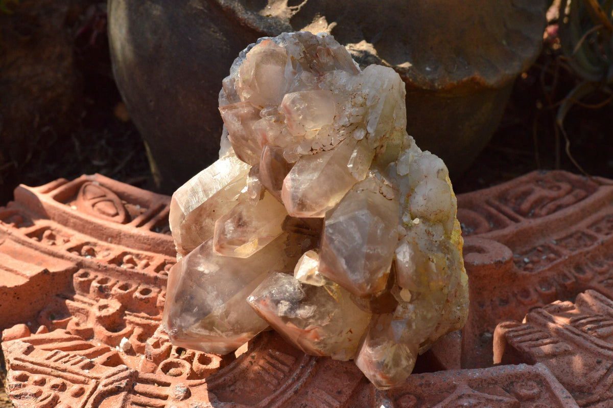 Natural Red Hematoid Phantom Quartz Crystals x 5 From Karoi, Zimbabwe - TopRock