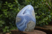 Polished Blue Lace Agate Standing Free Forms  x 2 From Nsanje, Malawi - Toprock Gemstones and Minerals