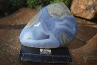 Polished Blue Lace Agate Standing Free Forms  x 2 From Nsanje, Malawi - Toprock Gemstones and Minerals