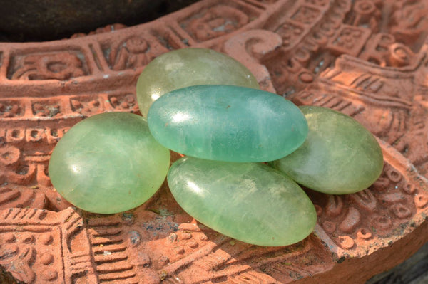Polished Gemmy Green Fluorite Palm Stones  x 12 From Madagascar - TopRock