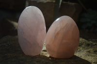 Polished Gemmy Pink Rose Quartz Standing Free Forms x 3 From Antsirabe, Madagascar - Toprock Gemstones and Minerals