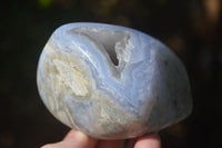 Polished Blue Lace Agate Standing Free Forms  x 2 From Nsanje, Malawi - Toprock Gemstones and Minerals