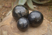 Polished Rare Iolite Spheres x 3 From Ambatofinandrahana, Madagascar - Toprock Gemstones and Minerals