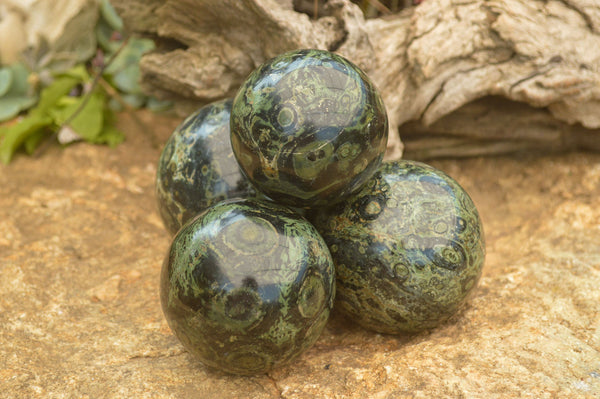 Polished Stromatolite / Kambamba Jasper Spheres x 4 From Mahajanga, Madagascar - TopRock