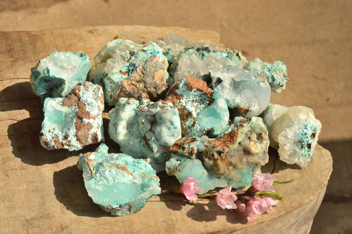 Natural Drusy Chrysocolla Dolomite With Malachite Specimens x 12 From Likasi, Congo - TopRock