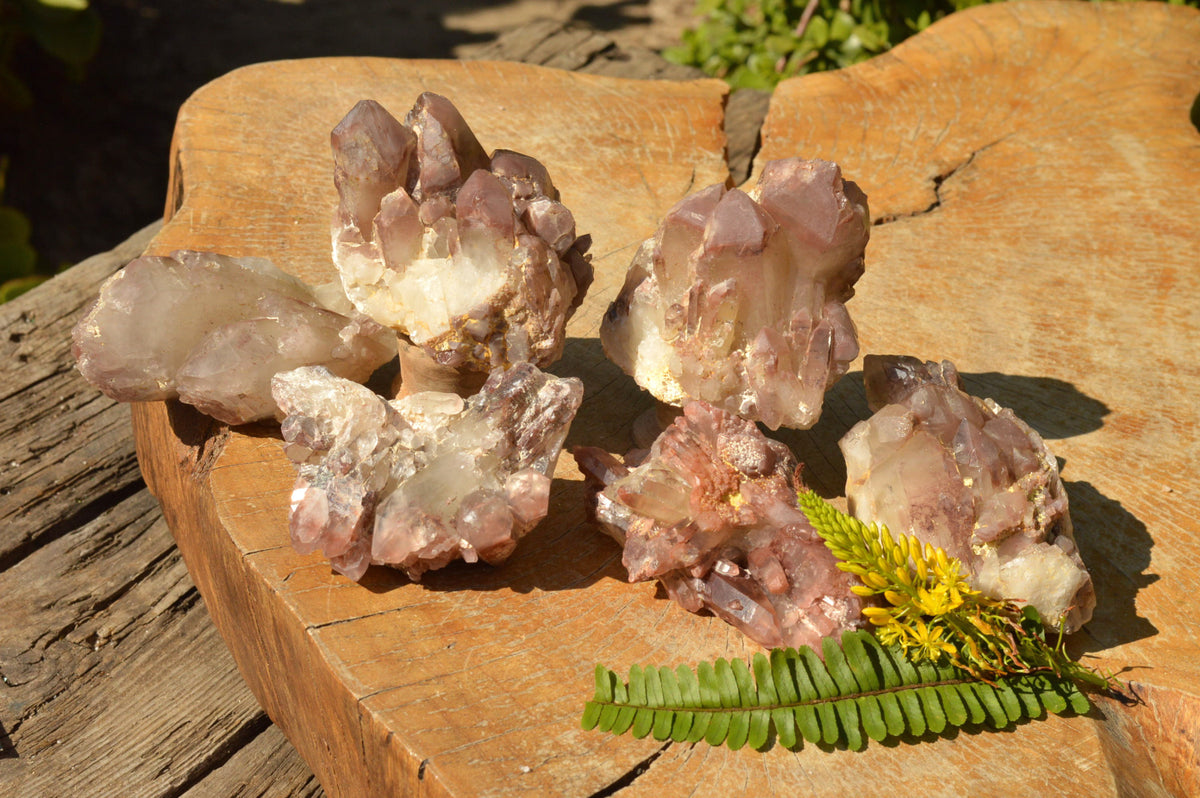 Natural Red Hematoid Phantom Quartz Clusters x 6 From Karoi, Zimbabwe - TopRock