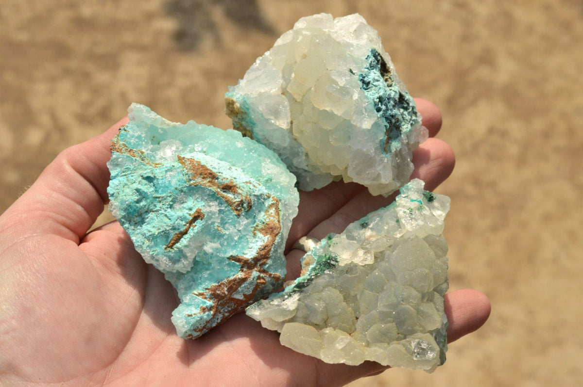 Natural Drusy Chrysocolla Dolomite With Malachite Specimens x 12 From Likasi, Congo - TopRock