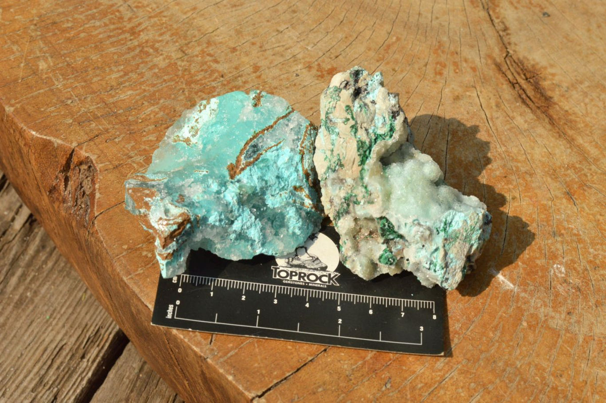 Natural Drusy Chrysocolla Dolomite With Malachite Specimens x 12 From Likasi, Congo - TopRock