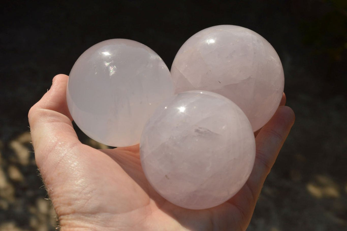 Polished Rare Star Blue Rose Quartz Spheres x 4 From Madagascar - TopRock