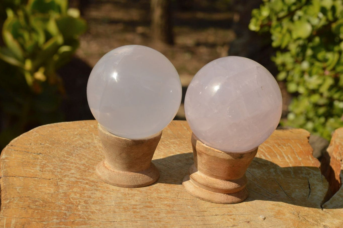 Polished Rare Star Blue Rose Quartz Spheres x 4 From Madagascar - TopRock