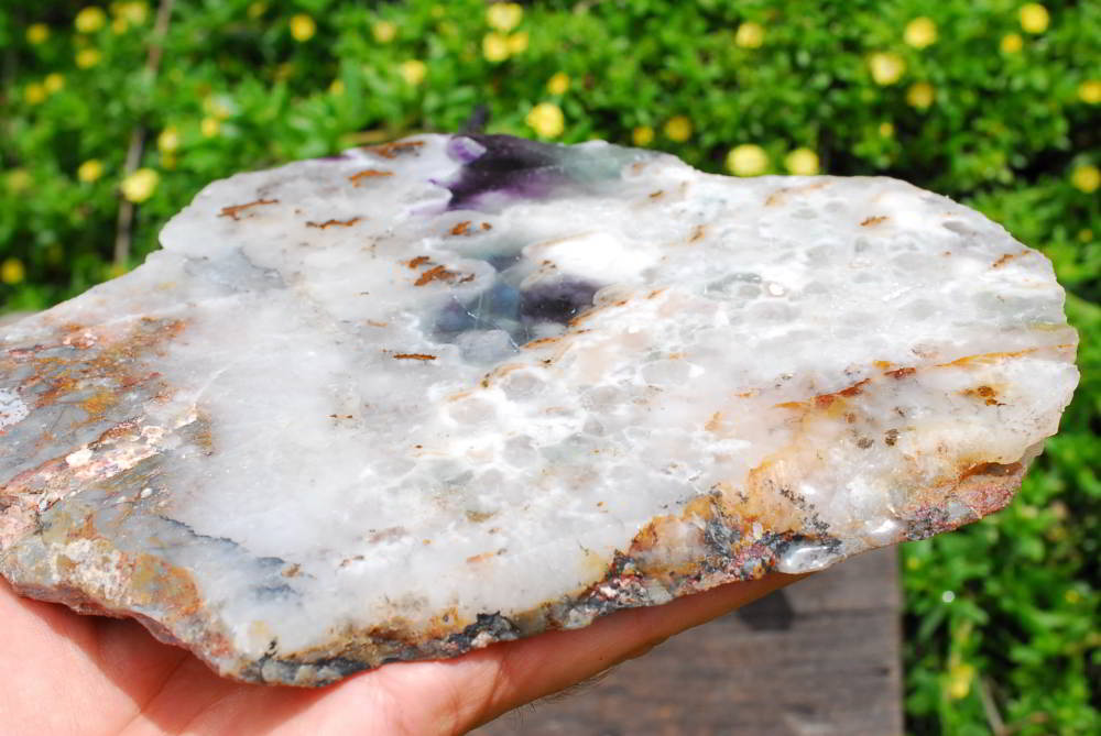 Polished Watermelon Fluorite Slices x 2 From Vis, Namibia - TopRock