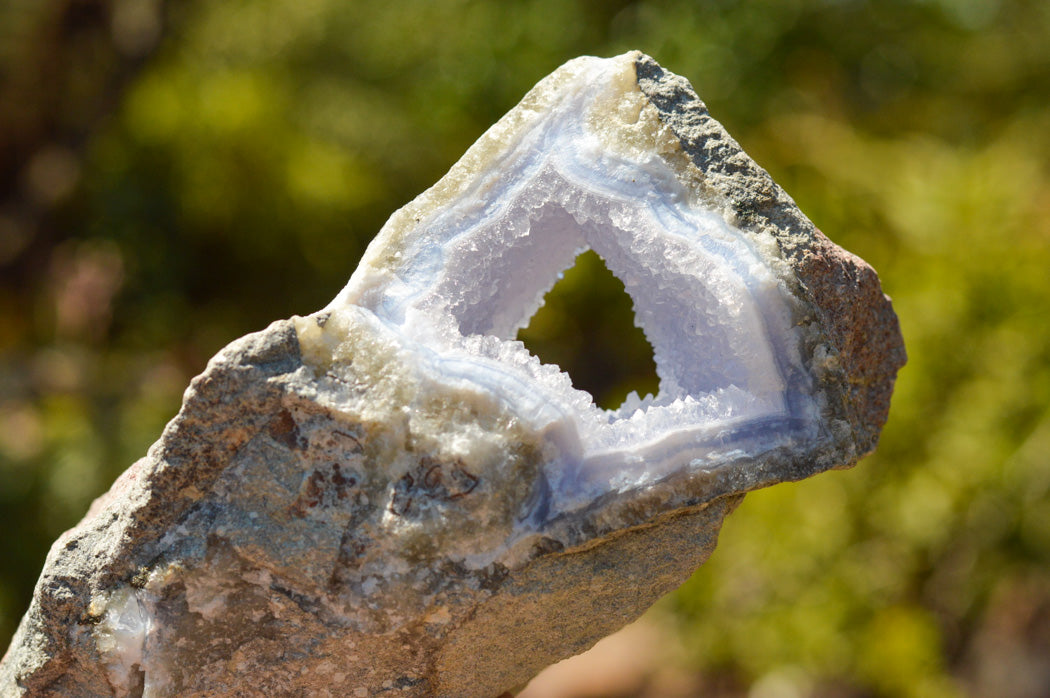 Natural Blue Lace Agate Geode Specimens x 2 From Nsanje, Malawi - TopRock