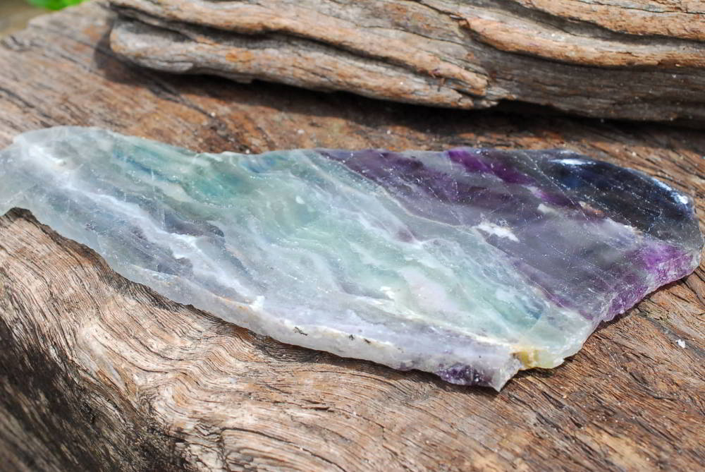 Polished Watermelon Fluorite Slices x 2 From Vis, Namibia - TopRock
