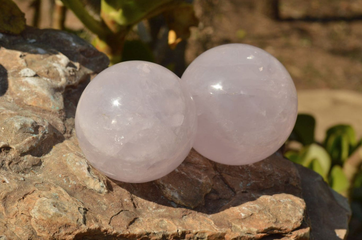 Polished Rare Star Blue Rose Quartz Spheres x 4 From Madagascar - TopRock