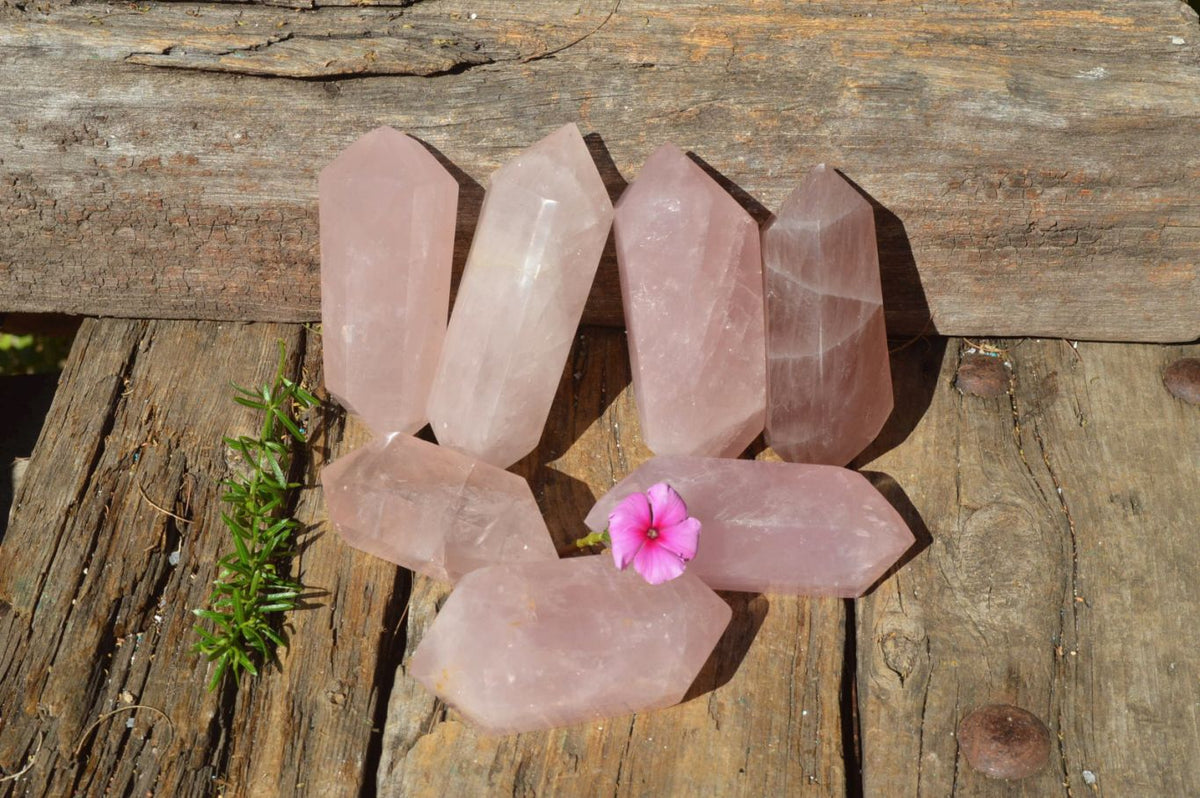 Polished Stunning Double Terminated Gemmy Rose Quartz Points (Various Shades Of Pink) x 12 From Madagascar - TopRock