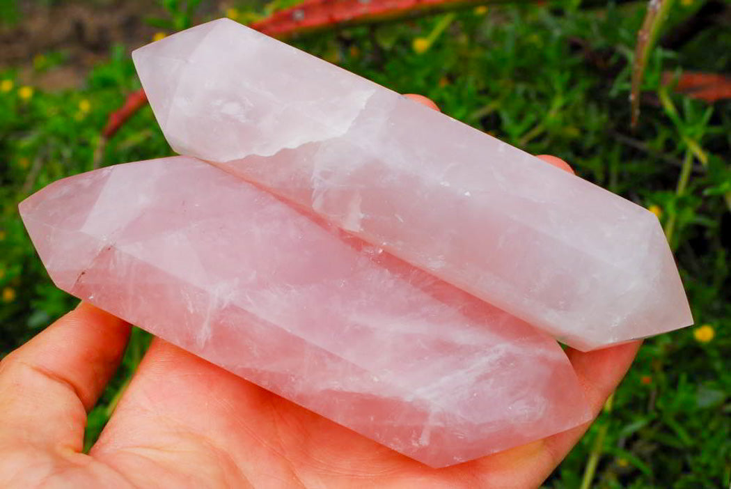 Polished Gemmy Double Terminated Rose Quartz Crystals x 4 From Ambatondrazaka, Madagascar - TopRock
