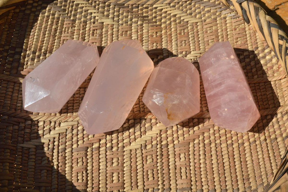 Polished Stunning Double Terminated Gemmy Rose Quartz Points (Various Shades Of Pink) x 12 From Madagascar - TopRock