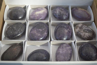 Polished Purple Lepidolite Palm Stones  x 12 From Zimbabwe - Toprock Gemstones and Minerals