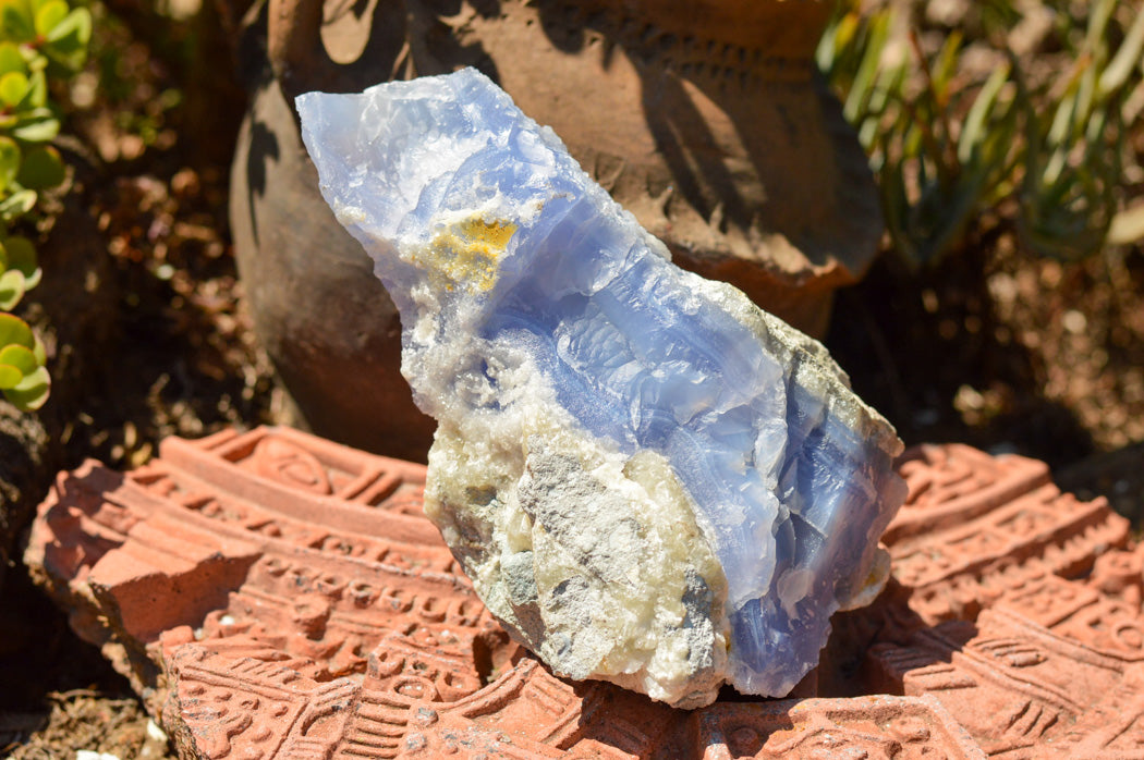 Natural Blue Lace Agate Geode Specimens x 2 From Nsanje, Malawi - TopRock