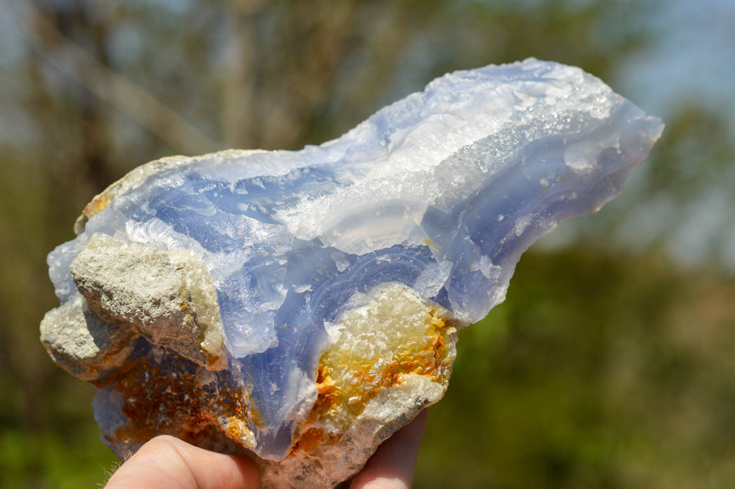 Natural Blue Lace Agate Geode Specimens x 2 From Nsanje, Malawi - TopRock